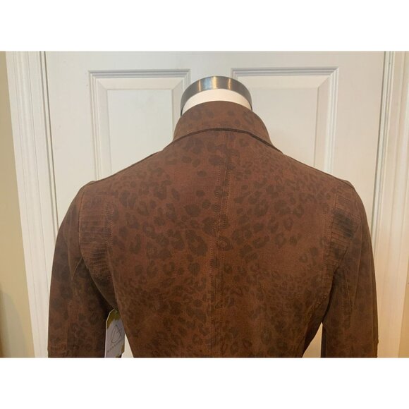Marrakech Dark Brown Leopard Print Asymmetrical Zip-Up Moto Jacket, Size S - Picture 7 of 9